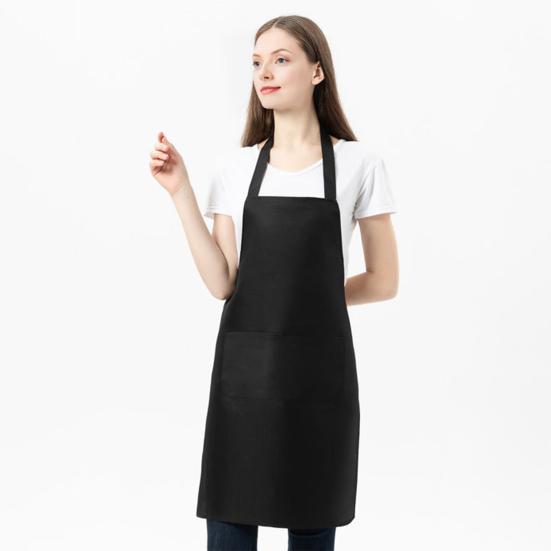 Kitchen Apron Wrinkle Resistant Adjustable Straps Back Lace Apron with Large Front Pocket Cooking BBQ Waiter Chef Aprons for Home Restaurant Cafe Use