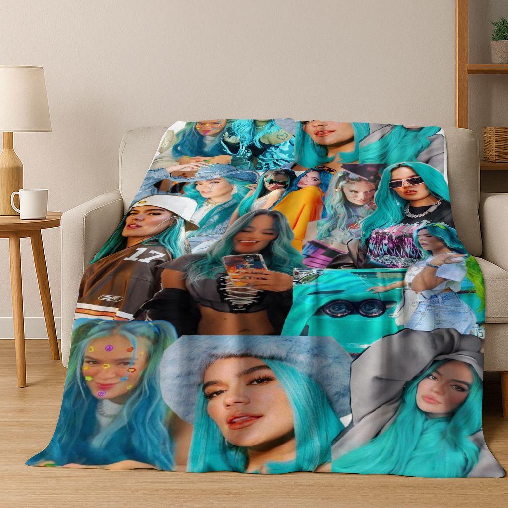 3D Karol G Singer Carolina G Art Flannel Blanket,Cozy Soft Throw Blanket for Home Bedroom Bed Sofa Picnic Office Cover Gift