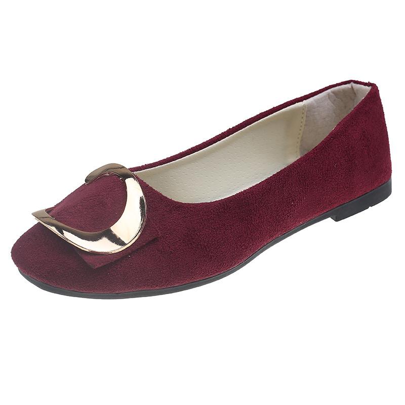 

Повседневные женские туфли с металлической пряжкой, квадратной головкой, неглубоким воротом, плоской подошвой, рабочие туфли 40