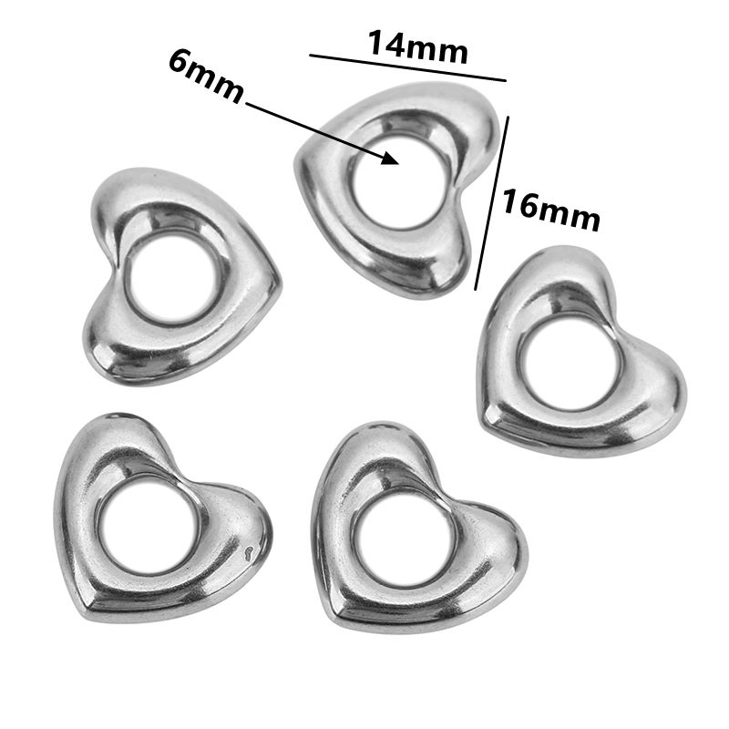 5pcs Stainless Steel Big Hole Love Heart Charms Pendants for Women Earrings Necklace Bracelets Jewelry Making Supplies Findings