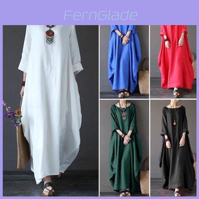 Premium Quality Usa Women Crew Neck Casual Cotton Baggy Oversized Maxi Dress For Effortless Style