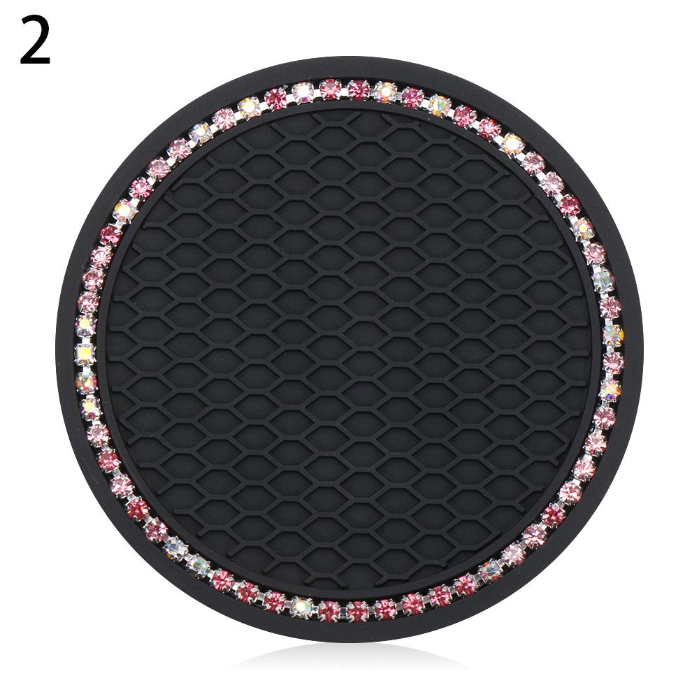 7CM Round Cup Holder Dog Paw Pattern Rhinestone Soft Silicone Anti Slip Mats Bling Crystal Car Coasters Interior Accessories