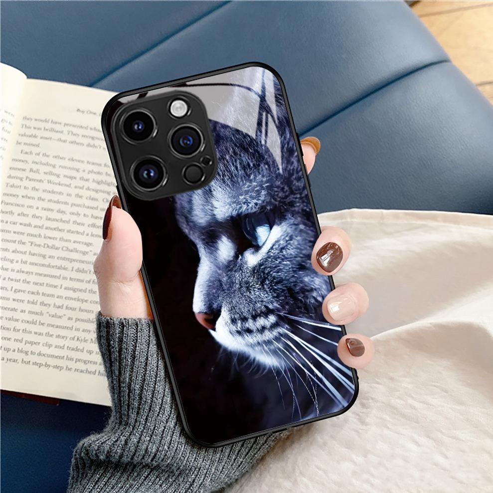 Phone Case, Aloof Blue-eyed Cat, iPhone 17 Premium Glass Case, Apple 16pm Full-coverage Protective Case