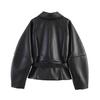 2026 summer new European and American cross-border women's clothing street fashion lapel imitation leather belt jacket w021 83053