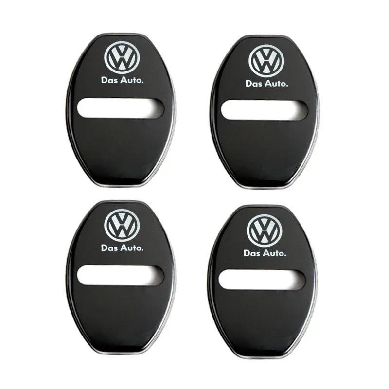 Dla VOLKSWAGEN VW 4 szt. Aluminiowe Nakładki na Zamki Drzwi Samochodowe Naklejki Ochronne dla Volkswagen Passat Touareg Tiguan Golf Bora Jetta
