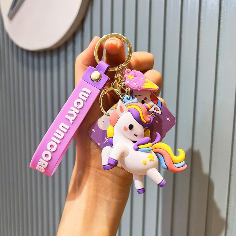 

Cartoon Cute Unicorn Keychain Pendant Creative Backpack Ornament Doll Chain Key білий