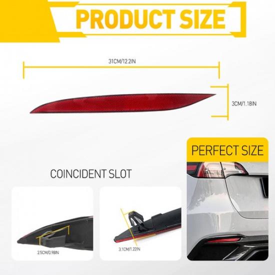 1 Pair Left+Right Rear Reflector Light Bumper Case for 2016- Tesla Model X