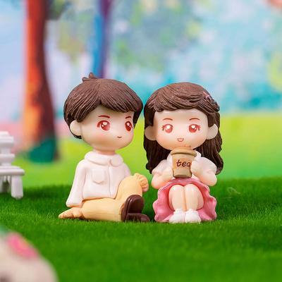 1 paar Mini Paare Figuren Micro Landschaft Diy Miniaturen Kunststoff Handwerk Fee Garten Moos Puppenhaus Terrarium Home Decor