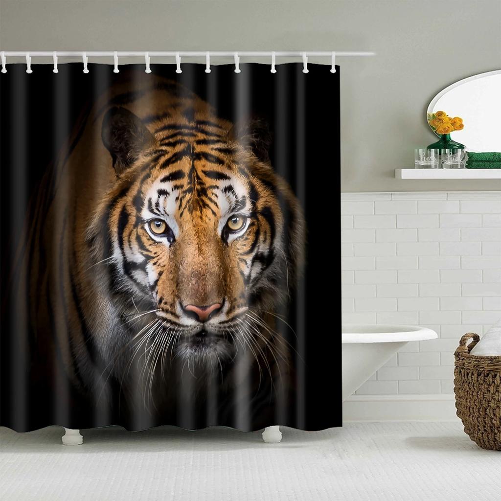 Wild Animals Bath Curtains Lion Leopard Cat Bathroom Decorative Shower Curtains Bathtub Decoration Bath Curtains