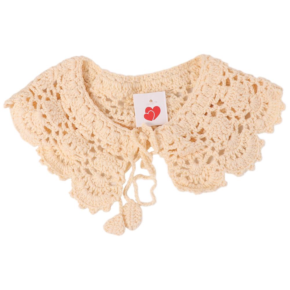 Detachable Knitted Scarves Sweet Blouse Shoulders Fake Collar Hollow Out Crochet Shawl  Women
