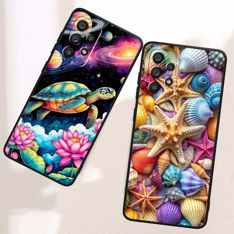 Cartoon Anime Turtle Elephant For Samsung A41 A35 A34 A33 A32 A25 A24 A23 A21s A06 A05 A04 A03 Note 10 20 Ultra 5G Black Case