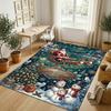 Christmas Theme Crystal Velvet Rug Personalized Custom Name Text Soft Floor Mat Home Decor