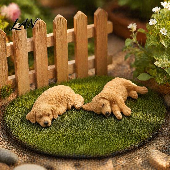 Cute Puppy Car Dashboard Decorations 2Pcs Sleeping Resin Dog Figurine, Decor for Creative Gift Lovers Women, Mini Calming Statue Desk, Interior