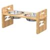 Elevated Bamboo Pet Double Bowl Stainless Steel Dog Cat Food Water Feeder Neck Protection Adjustable Bowls for Small Medium Pets