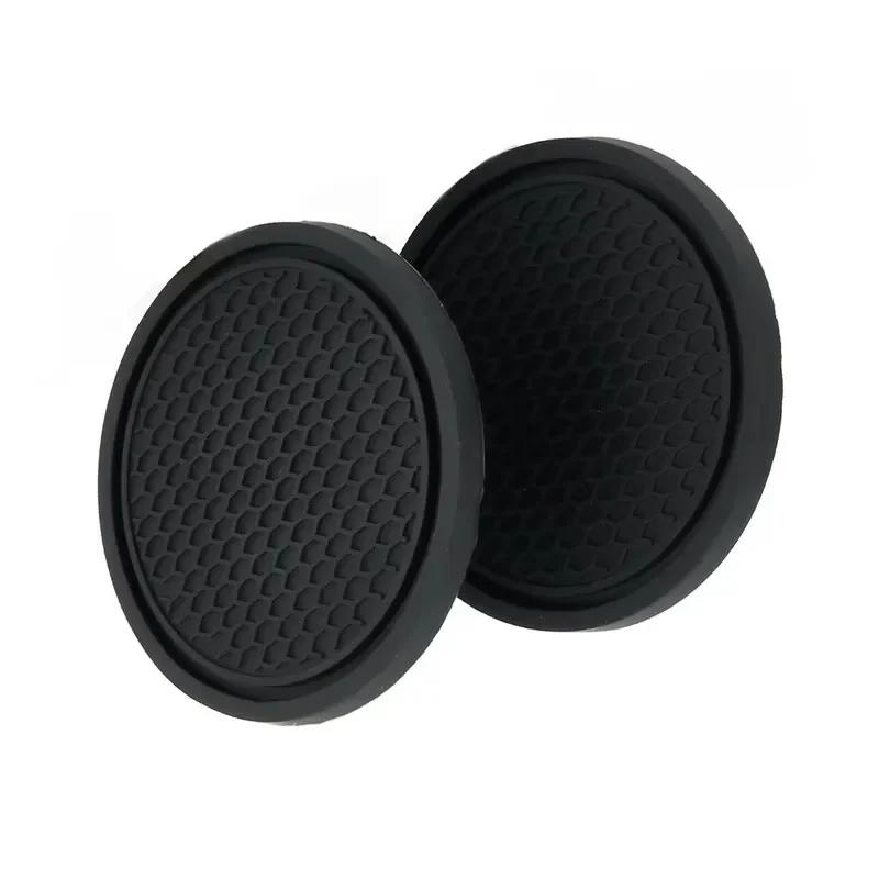 Car Anti Slip Cup Coaster 2pcs Black Interior Accessory Suitable for Most 7cm Diameter Cups - Essential - with Car Decoration