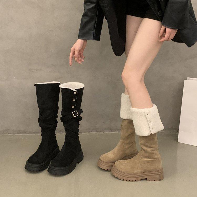 [Fan snap-up price] Over-knee thick-soled two-wear folded knight boots, fat mm thick legs, thin high boots, women's winter