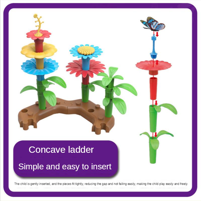 90 stk/sett gjør-det-selv-barn Blomsterarrangementblokker Leketøy Kreativ montering Hagepuslespill Leker Flerskiftende hagebyggeklosser