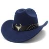 Thin and Popular European and American Classic Bull Head Accessories Cowboy Hat Fashion One-word Top Curved Brim Grassland Knight Hat