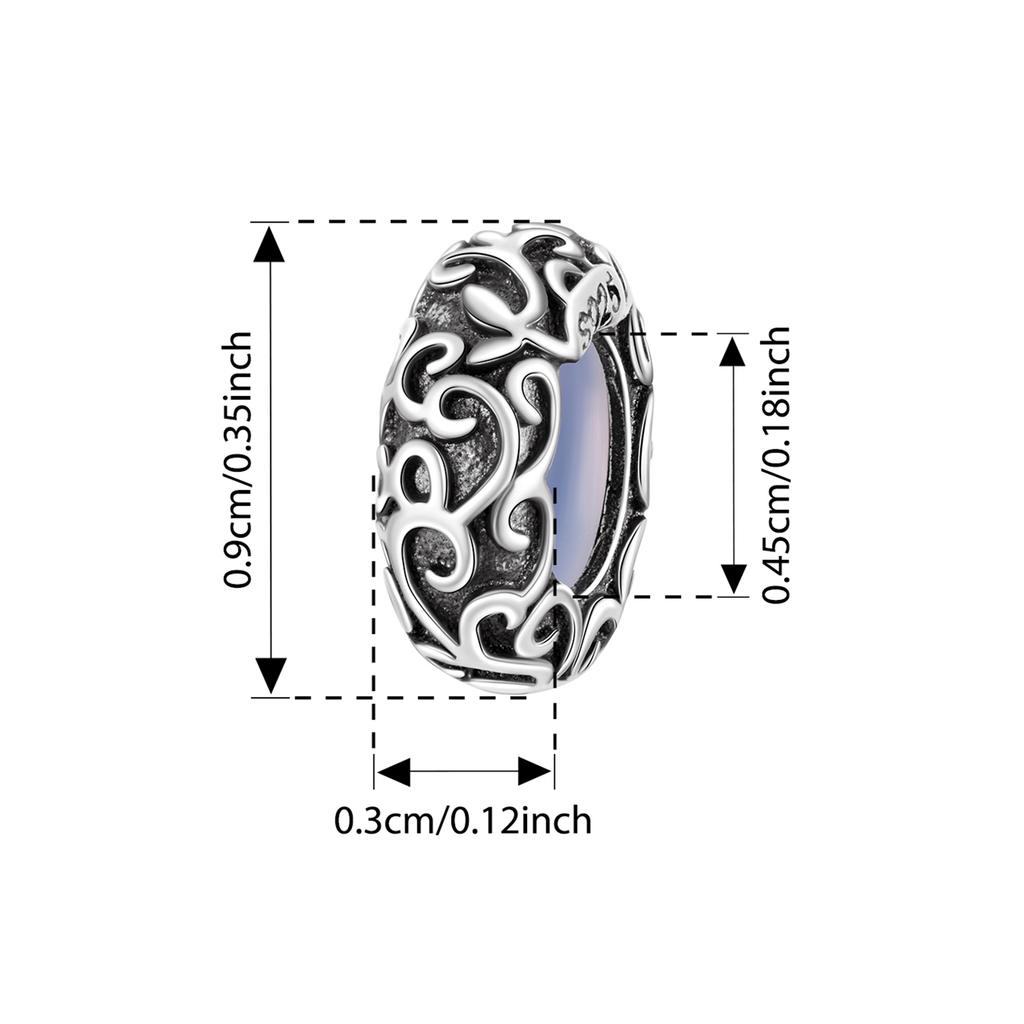 BAMOER 925 Silver Transparent Green Clover Charms Scroll Pattern Beads Fit Original Bracelets DIY Jewelry Accessories