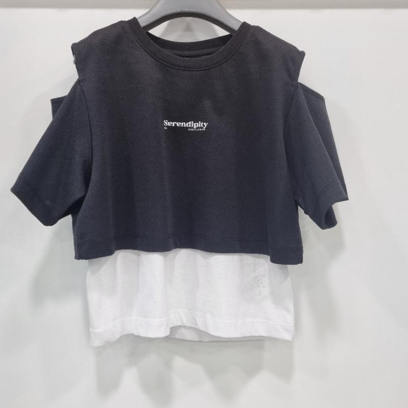 [renoma Kids] AlTenu Junior Girls  Summer T shirT elemenTary School sTudenT Shoulder spliT T shirT Kids T shirT u2425T175