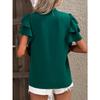 GMXIA Women's Summer V-neck Casual Double Layer Lotus Sleeve Solid Color Shirt Top