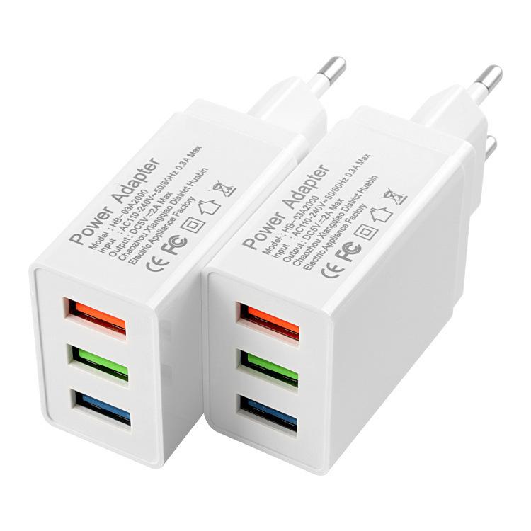5v2a 3 Port USB Wall EU/AU/UK Plug Convertor Power Adapter Charger Compatible with Two Feet Charging Cube Brick Box Base Head