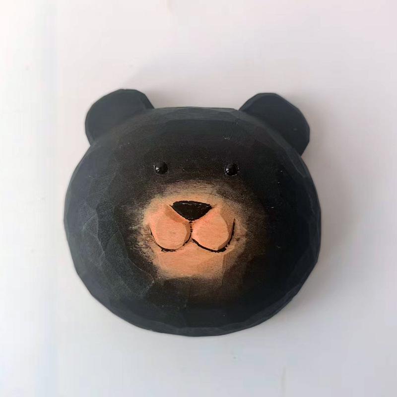 Hand-Carved Little Bear Corkscrew Refrigerator Magnet - Cute Decorative Gift