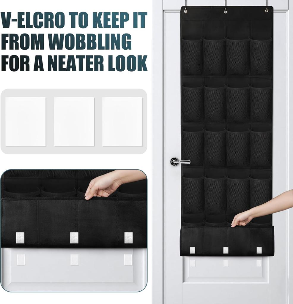 24 Large Pockets Upgraded Over The Door Shoe Organizer Enhanced Hanging Solution Holder Closets Shoe Cabinets For Everyone