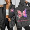 Butterflies Love Flowers Colorful Pattern Women Zipper Hoodies Y2K Loose Hoody Zip-Up Fleece Hoodie Autumn Clothing