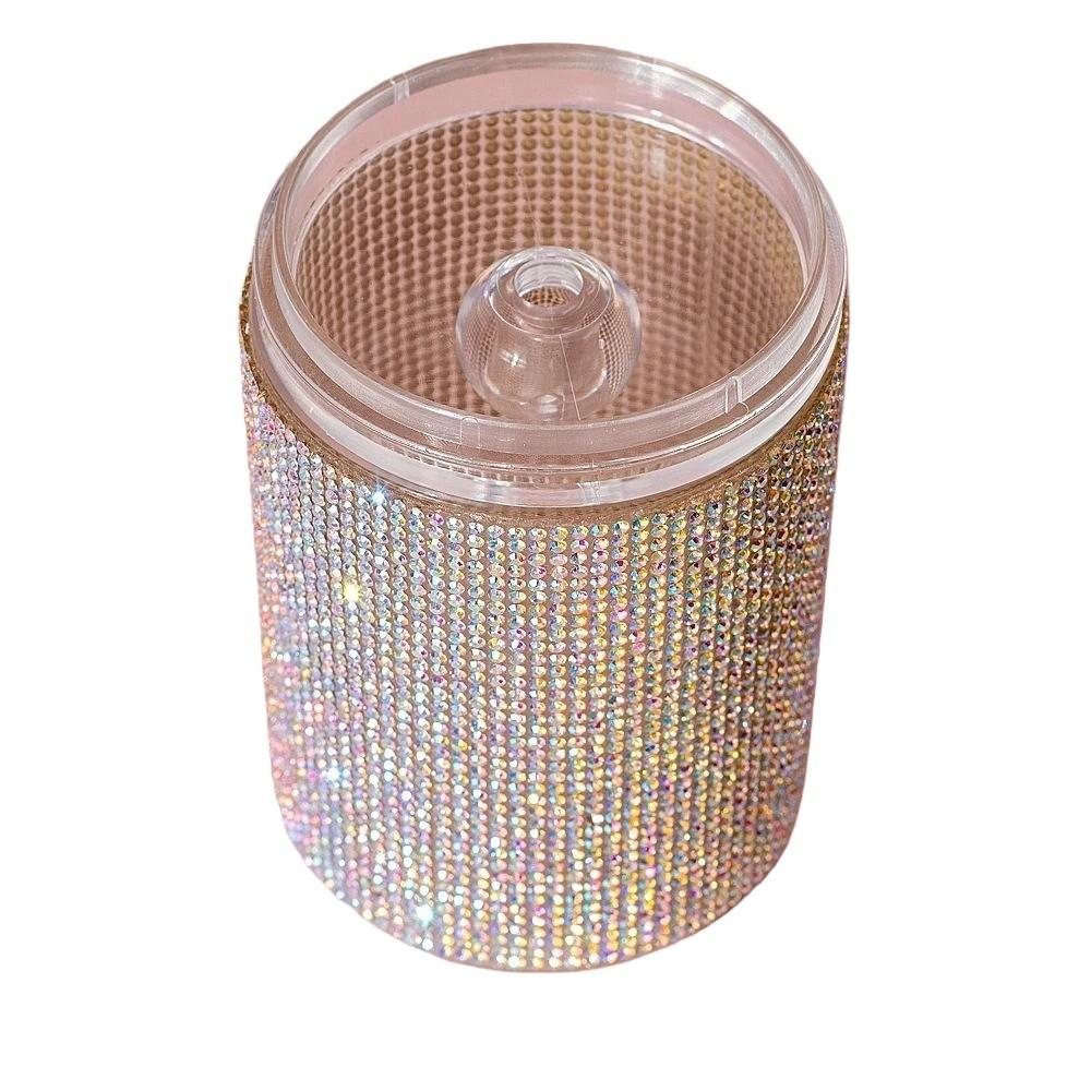 Luxury Diamond-Studded Cotton Swab Storage Box High-end 3 Colors Dental Floss Storage Box with Lids Toothpick Box