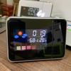 1Pc  Technology Weather Station Projection Clock Creative Time Projection LED Color Perpetual Calendar Weather Display Electronic Alarm Clock