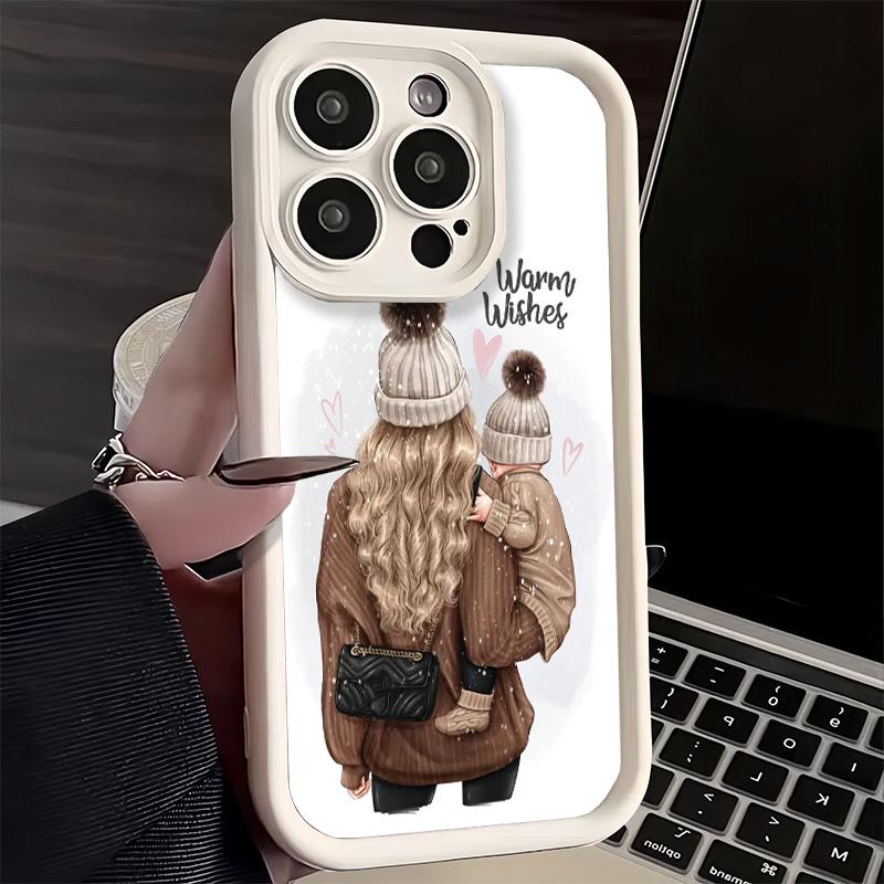 Phone Case for iPhone 17 Air 16E 15 16 Pro Max Baby Mom Girls Cover 14 Plus 13 12 Mini Soft Shell Silicone Fundas
