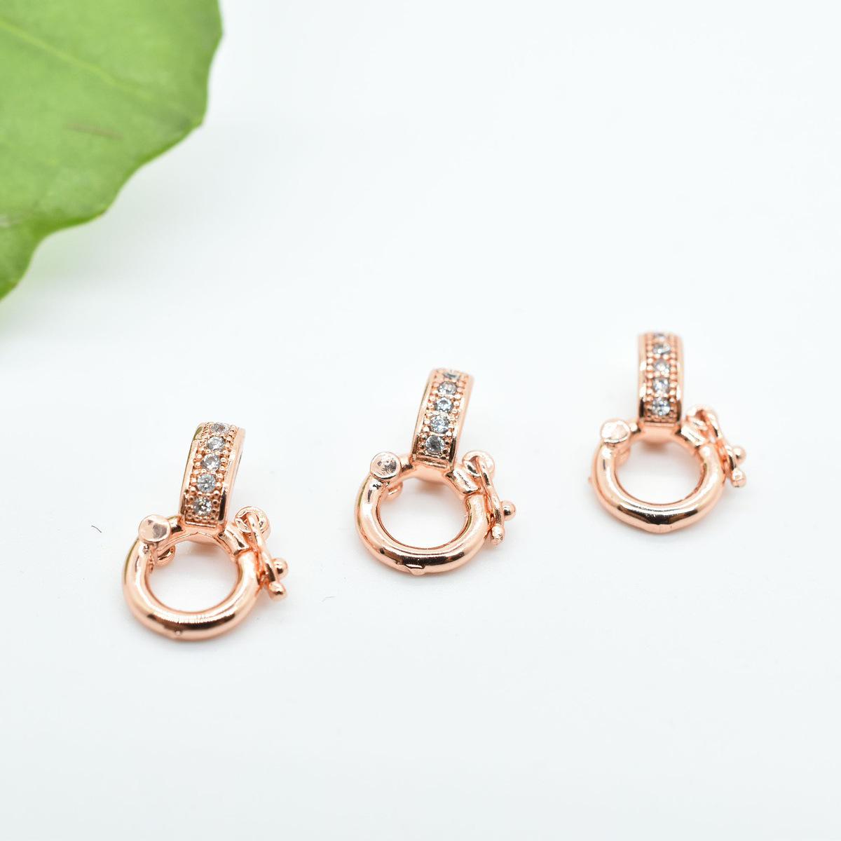 

Позолоченное 14K Золотом Соединитель-Застежка Круглый для Браслетов и Ожерелий с Инкрустацией Фианитами, Аксессуары для Плетения Шнуров DIY.