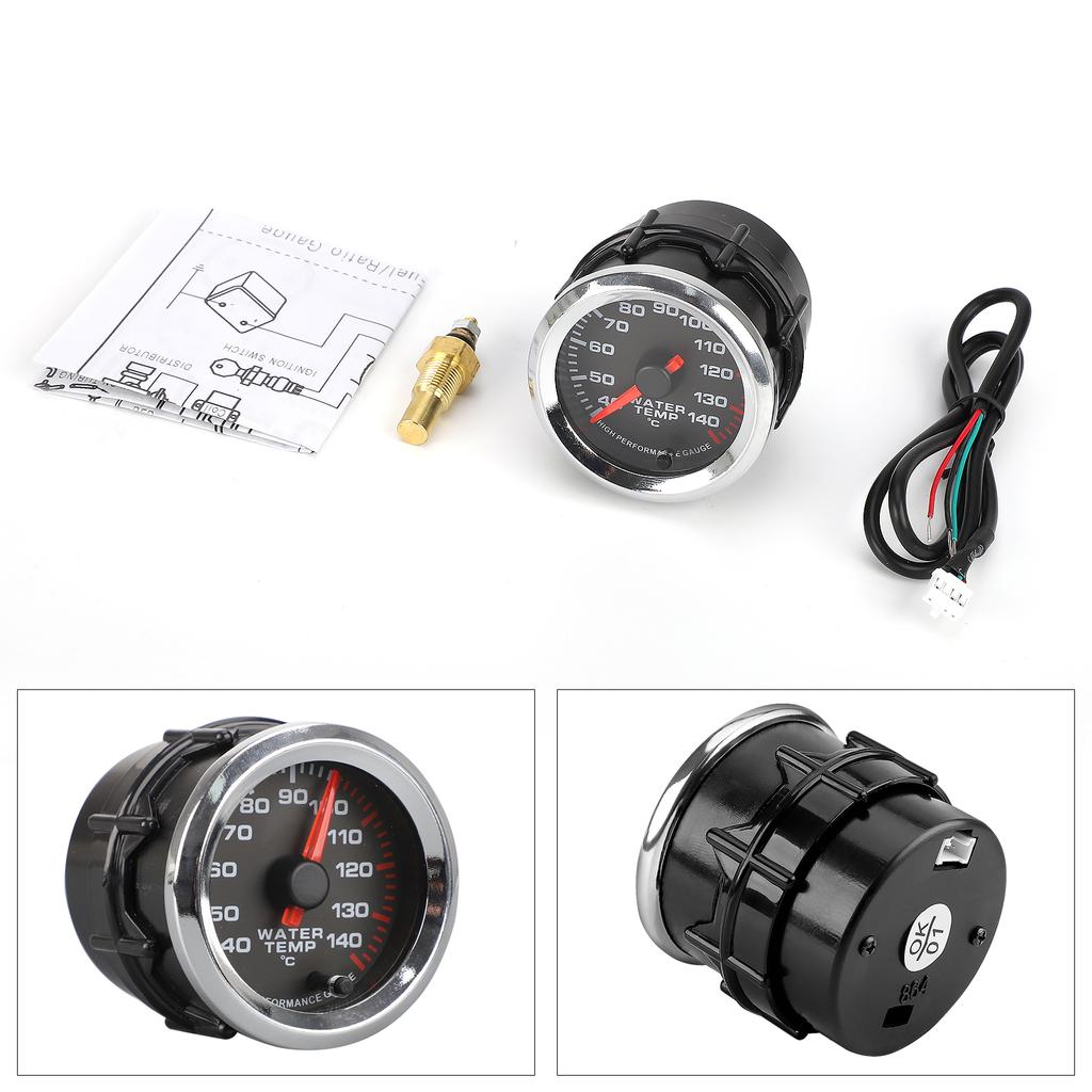 CNSPED 2'' 52mm 40-140 Degrees celsius 12V Water Temp Gauge Celsius 7 Colors Pointer Water temperature meter With Stepper Motor