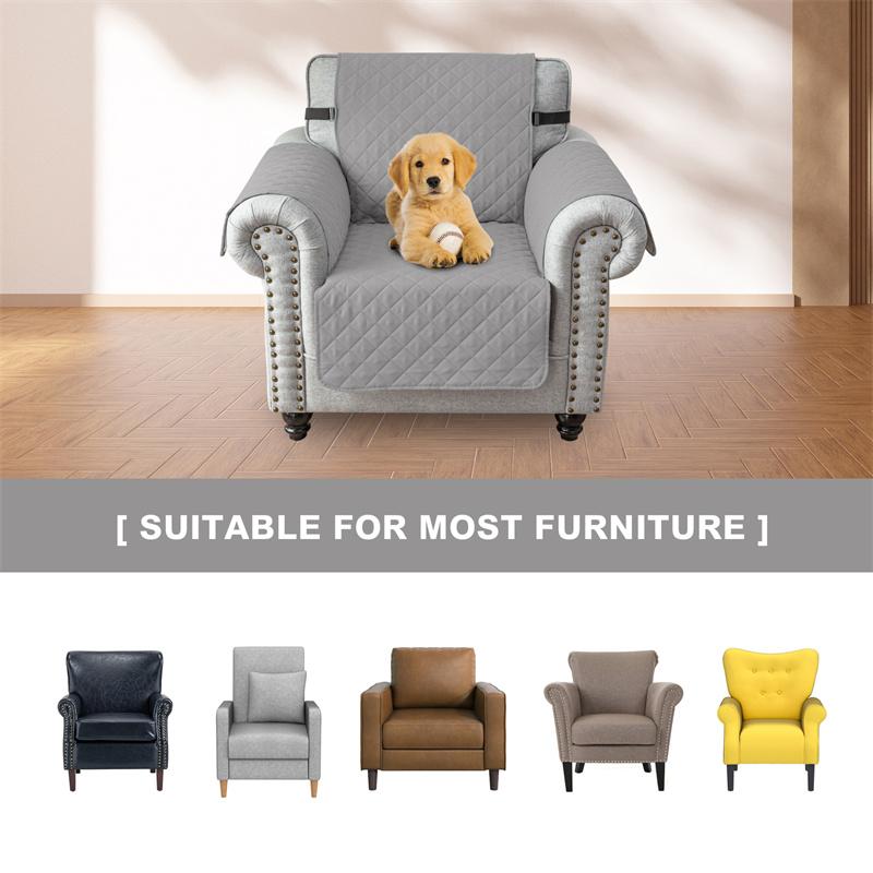 Quilted Armchair Sofa Cover Solid Color Non-Slip Anti-Wear Recliner Sofa Slipcover Solid Color Couch Cushion For Living Room