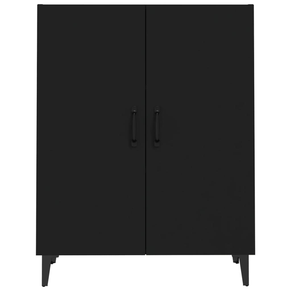 Doppeltüriger Seitenschrank, Mehrzügiger Stauraum, Schwarz 70x34x90 Cm Ingenieurholz