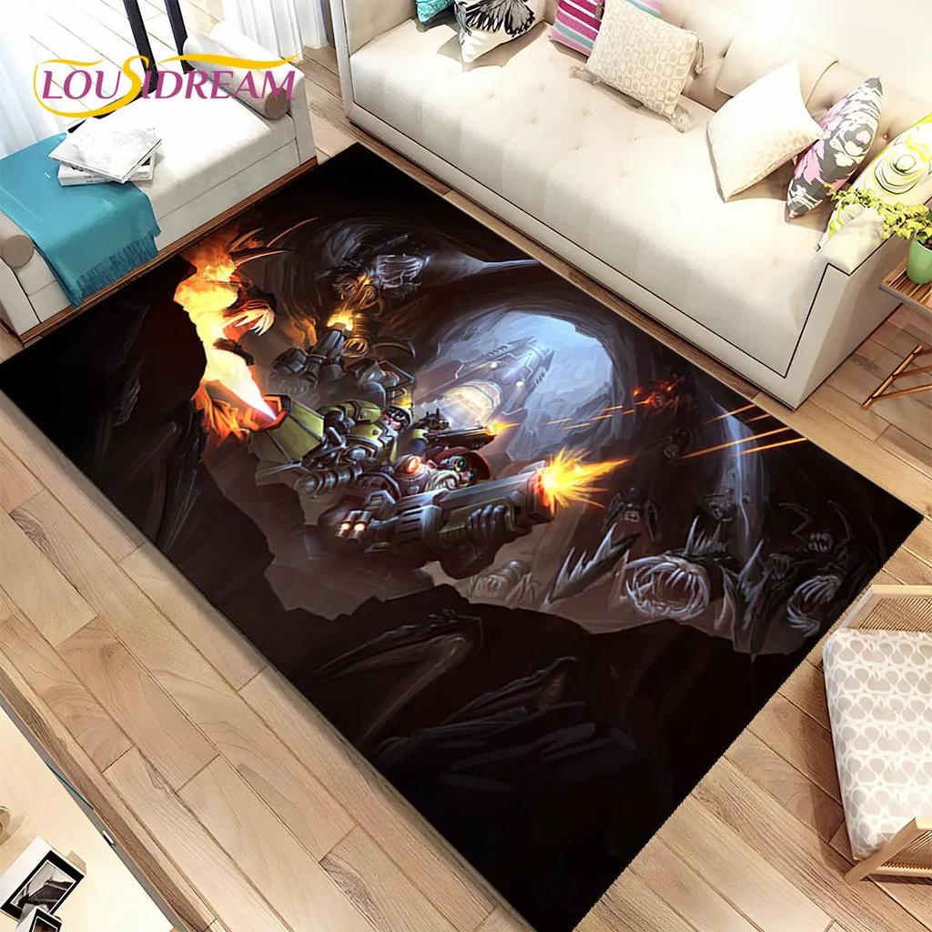 3D DRG Deep Rock Galactic Game Gamer Area Rug,Carpet Rug for Living Room Bedroom Sofa Doormat Decoration,kids Non-slip Floor Mat