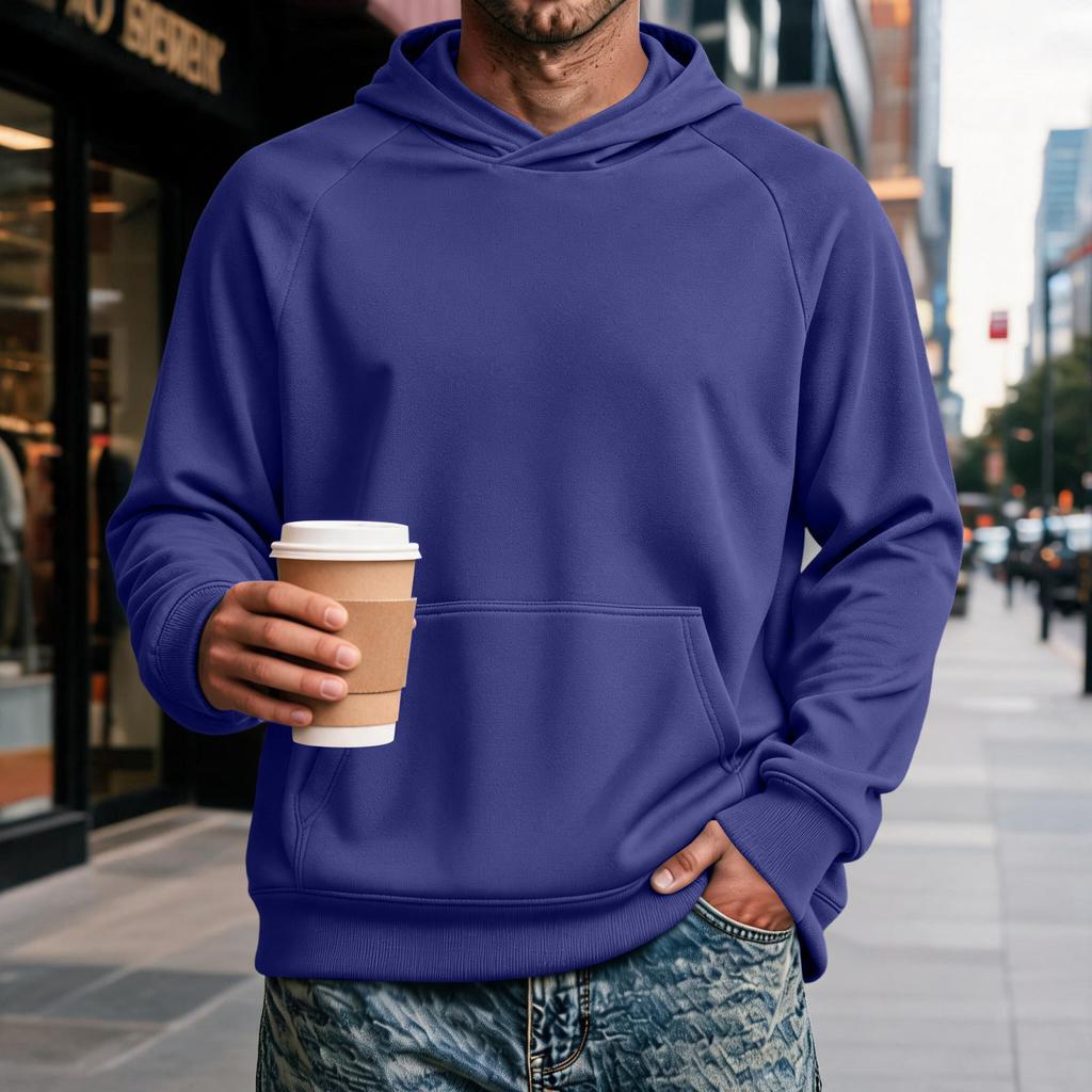 Men's Raglan Hoodie with Pocket - Long Sleeve Casual Pullover