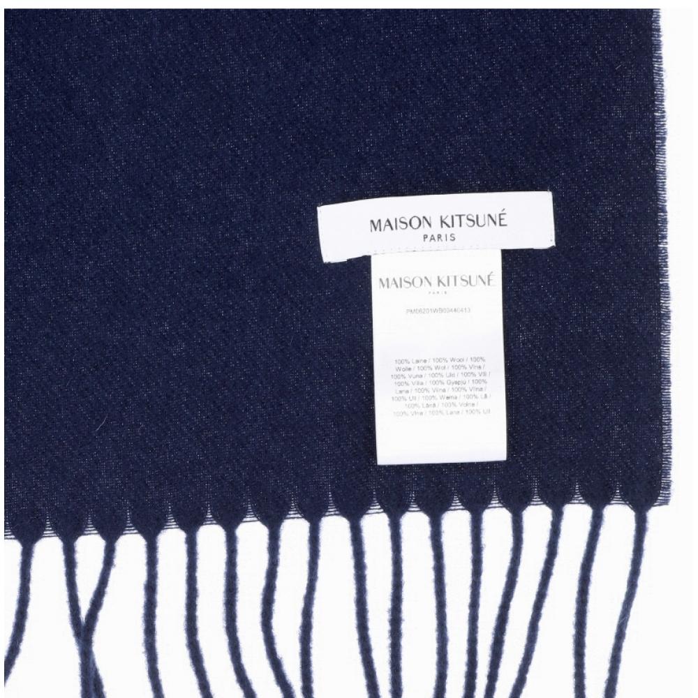 Maison Kitsune Kräftiger Fuchs-Kopf Fransen Schal 0413 Pm06201wb0044