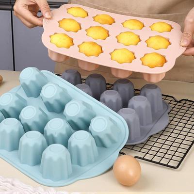 12-Kammer Silikon Achteckform Kuchenformen Cupcake Muffin Form Backblech Hausküche Kochen DIY Werkzeuge