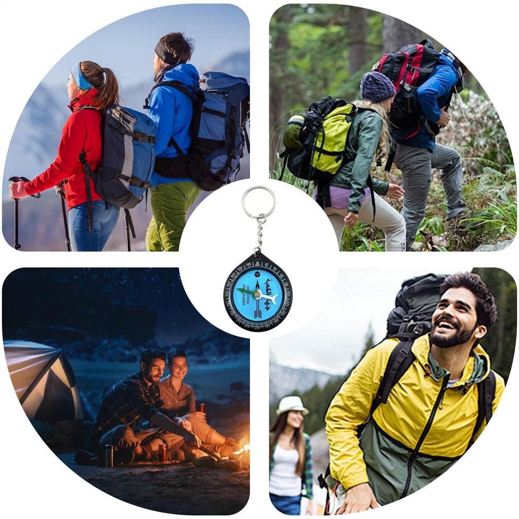 Multi-Functional Travel Compass Keychain for Prayer, Outdoor Adventure Tool for Mountaineering Backpacking