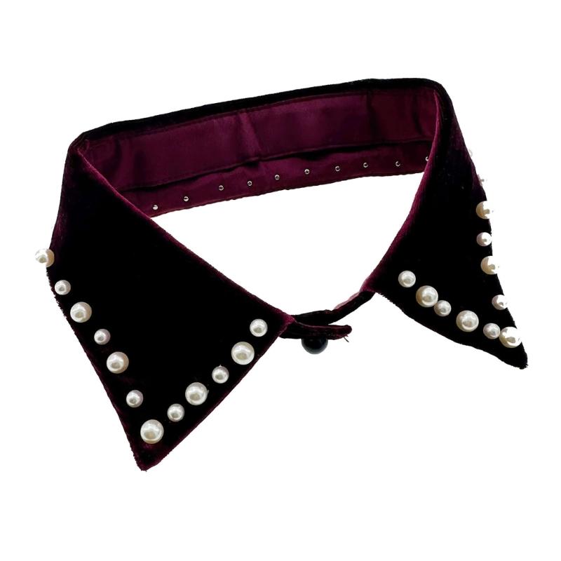 Metal Studded False Collar for Women Girl Detachable Collar Lapel Blouse Top Clothing Accessory Casual Decorative Collar
