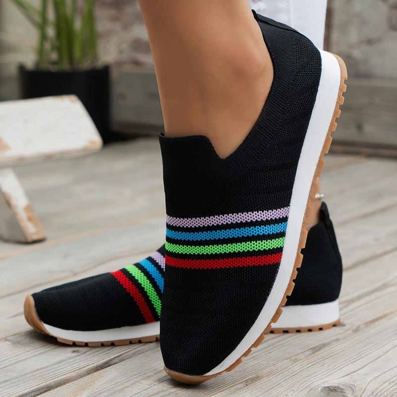 Large-size Fly-woven Single Shoes, Casual Flat-soled Sports Shoes, Comfortable and Lightweight, Foreign Trade Lazy One-pedal Single Shoes