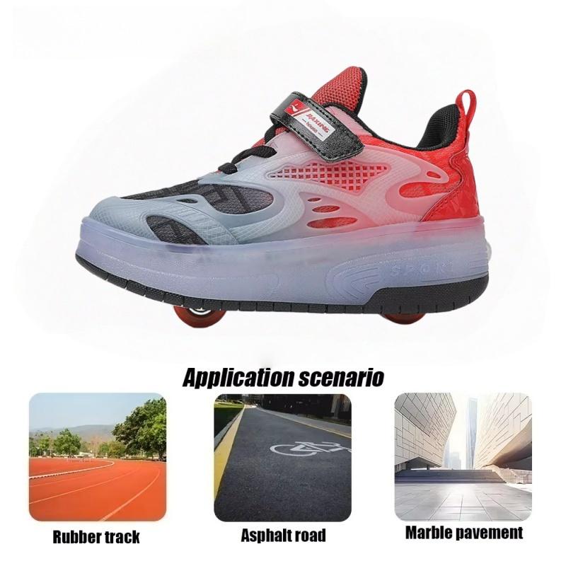 LED Children's Skates with 2 Wheels, Removable Inline Skates, Professional Boys and Girls with Wheels Sports Shoes