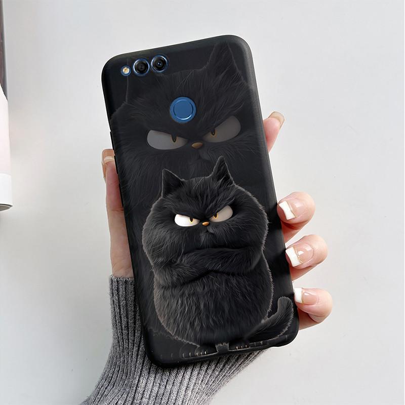 For Honor 7X Case Matte Cover Honor7X 7 X Soft Silicone Cute Cat Cartoon Case For Huawei Honor 7X BND-L21 BND-L22 BND-L24 Coque
