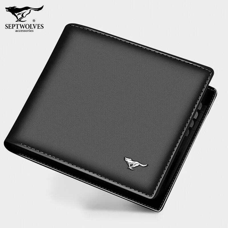 SEPTWOLVES Men s Bi-fold Leather Wallet 120*97mm