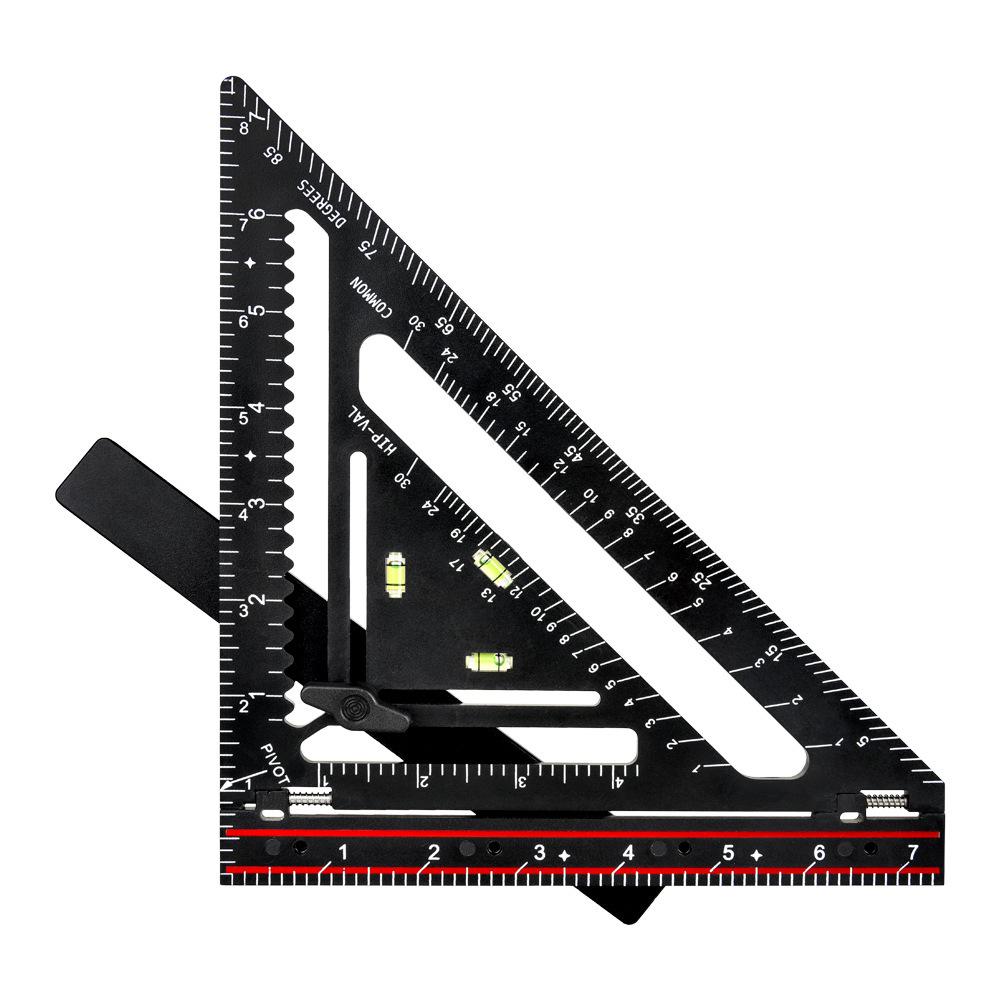 Multi-Functional Right Angle & 45° Triangle Ruler with Level for Woodworking