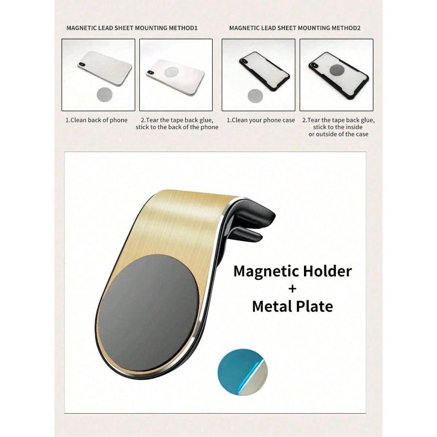 1pc Magnetic L-Shaped Car Vent Phone Holder, Horizontal & Vertical Universal Compatible With IPhone, Android Phone