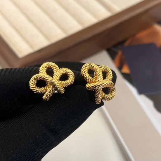 1 Pair Stud Earrings Twist Design Copper Ear Studs Simple Style Everyday Wear Earrings Versatile Fashion Accessory