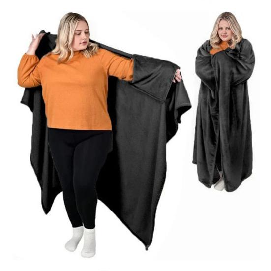 Wearable Blanket for Women Men Soft Plush Blanket with Pocket Sleeves Warm Couch Bed Blanket for Dorm Bedroom Flights